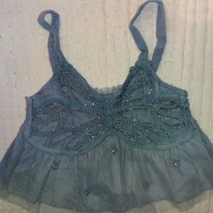 Kids Blue Camisole with Beaded Design